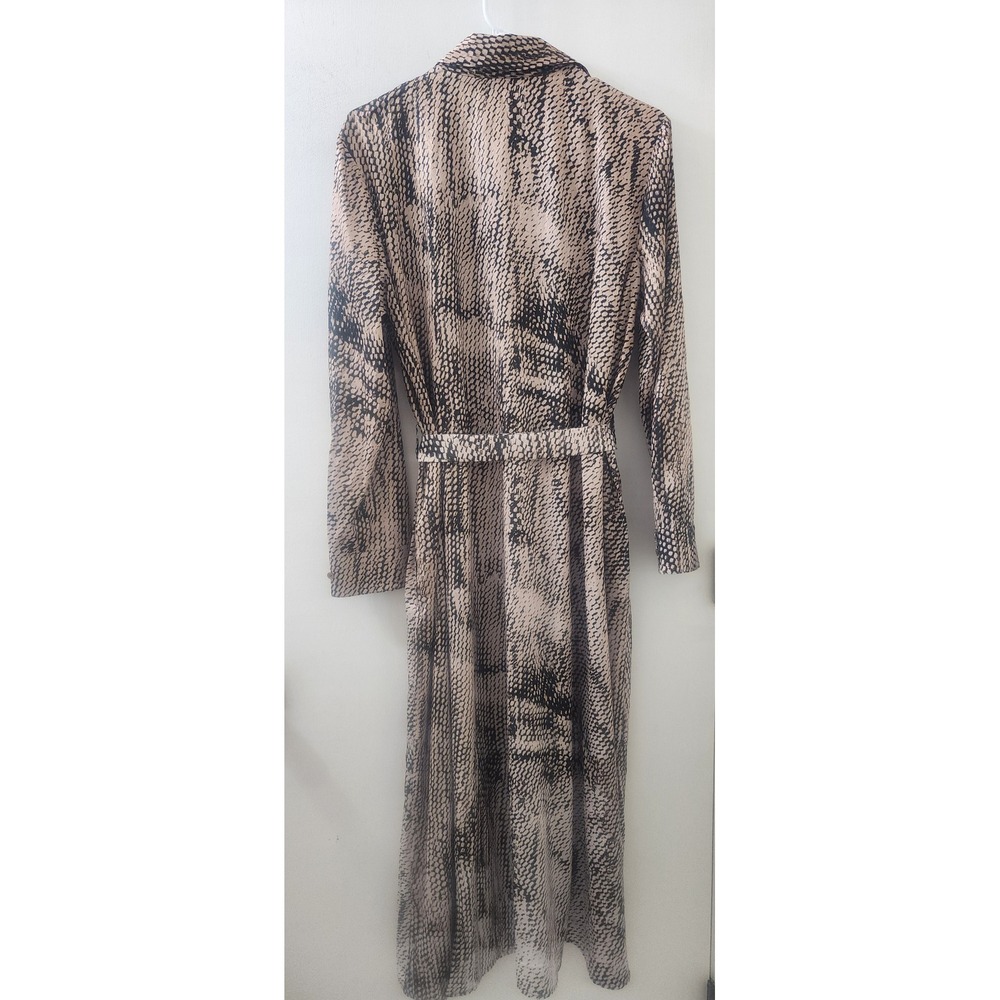 Banana Republic Snakeskin Maxi Shirt Dress Neutral Animal Print Belted M/L NEW - Picture 7 of 8
